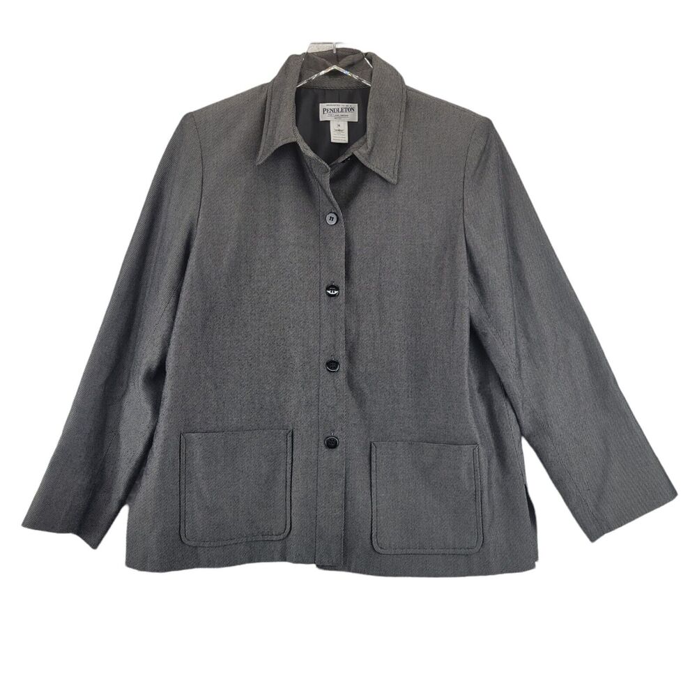 Pendleton Women's Lightweight Jacket Size 14 Petite Silvery Gray